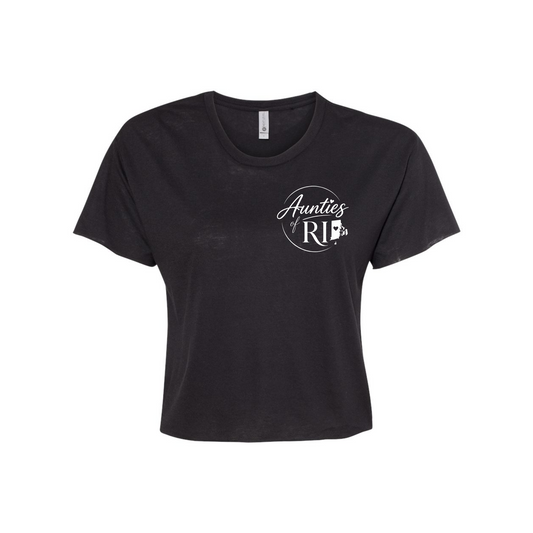 Aunties of RI | Official Logo Festival Crop Tee | Small Logo