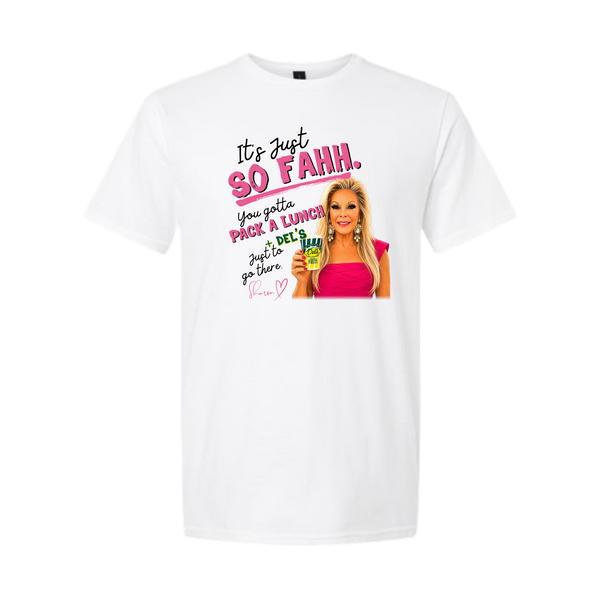 Official SO FAHH. PACK A LUNCH + DEL'S. (Sharon Edition) Unisex Tee