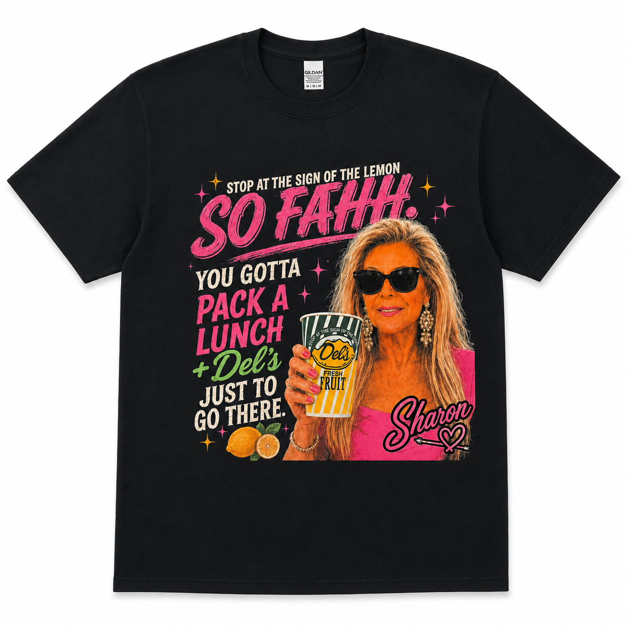 Official SO FAHH. PACK A LUNCH + DEL'S. (Sharon Edition) Unisex Tee