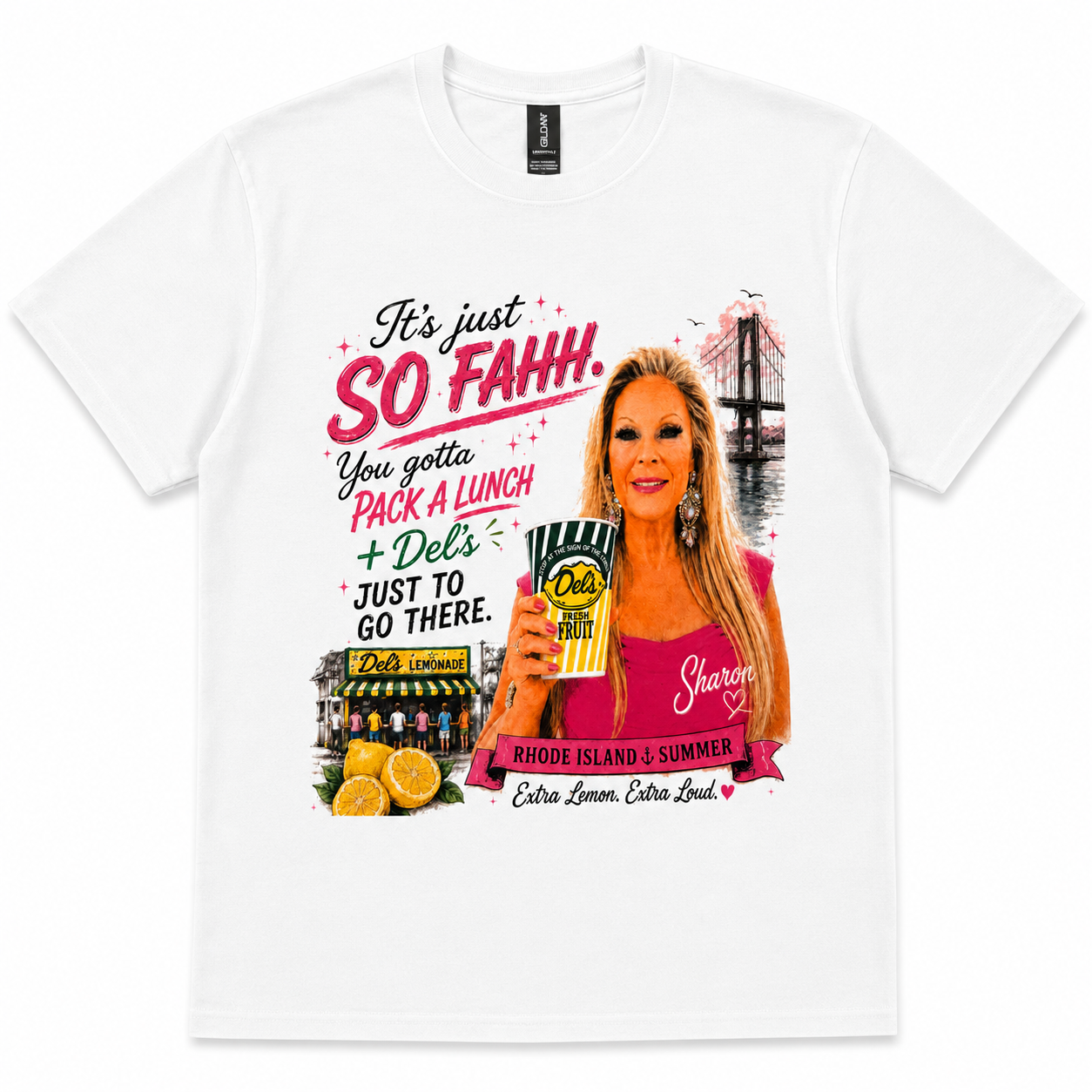 Official SO FAHH. PACK A LUNCH + DEL'S. (Sharon Edition) Unisex Tee