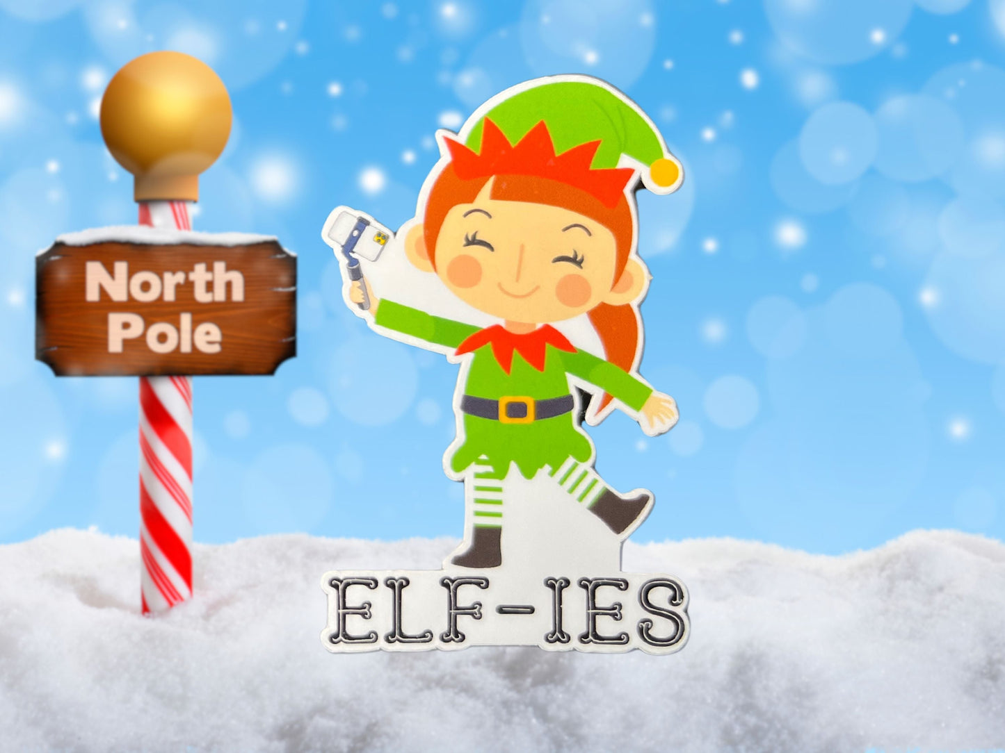 Elf-ies Winter Pun Sticker - Perfect for Laptops, Water Bottles, & More