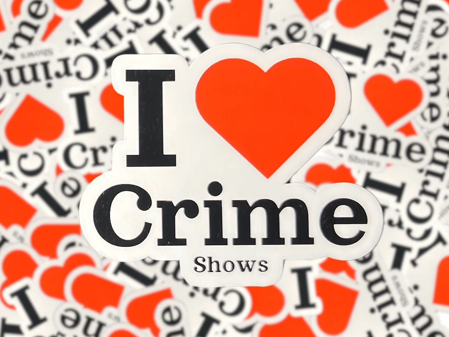 I Love Crime Pun Sticker - Perfect for Laptops, Water Bottles, & More