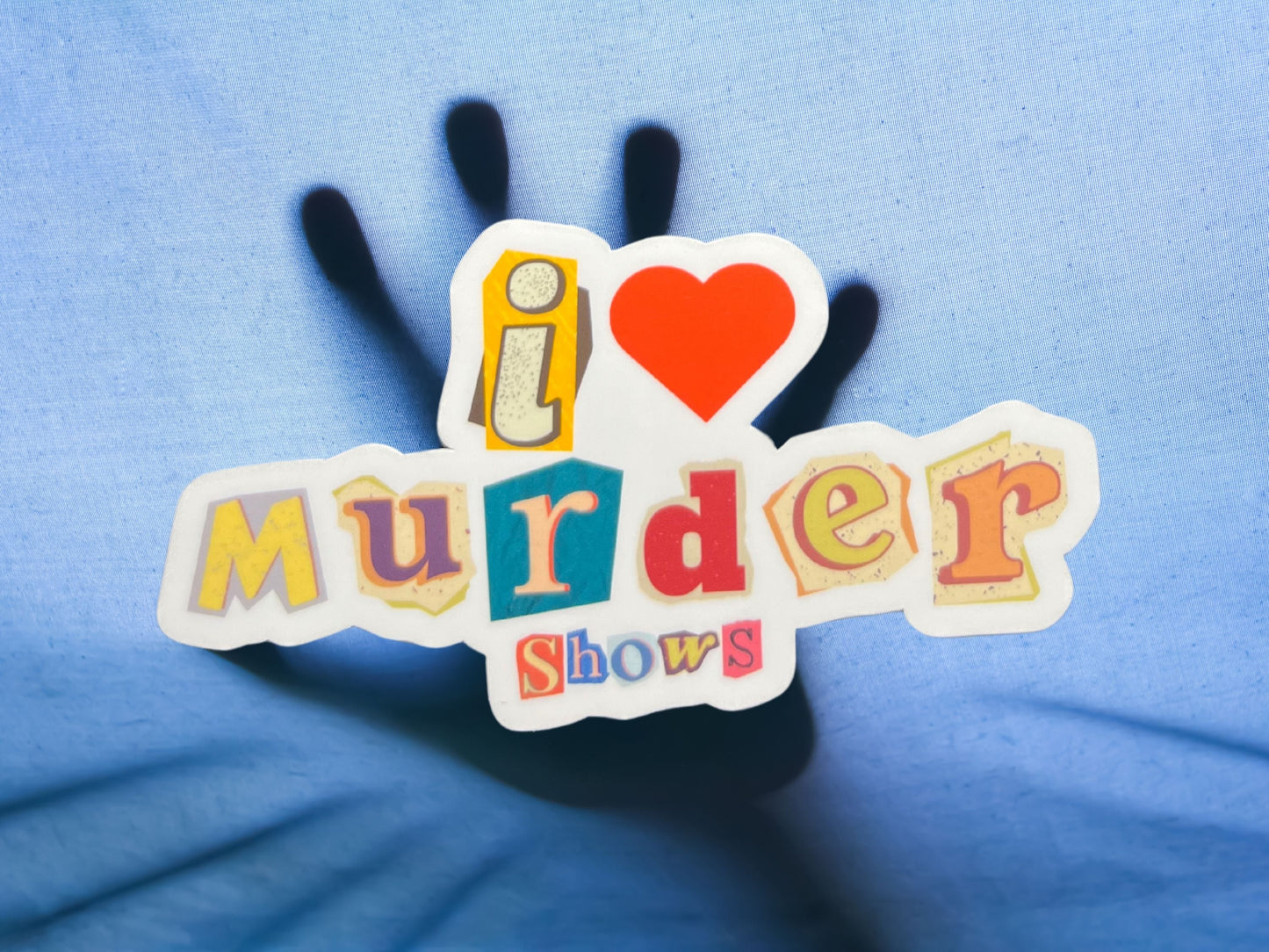 I Love Murder Magazine Blocks Pun Sticker - Perfect for Laptops, Water Bottles, & More
