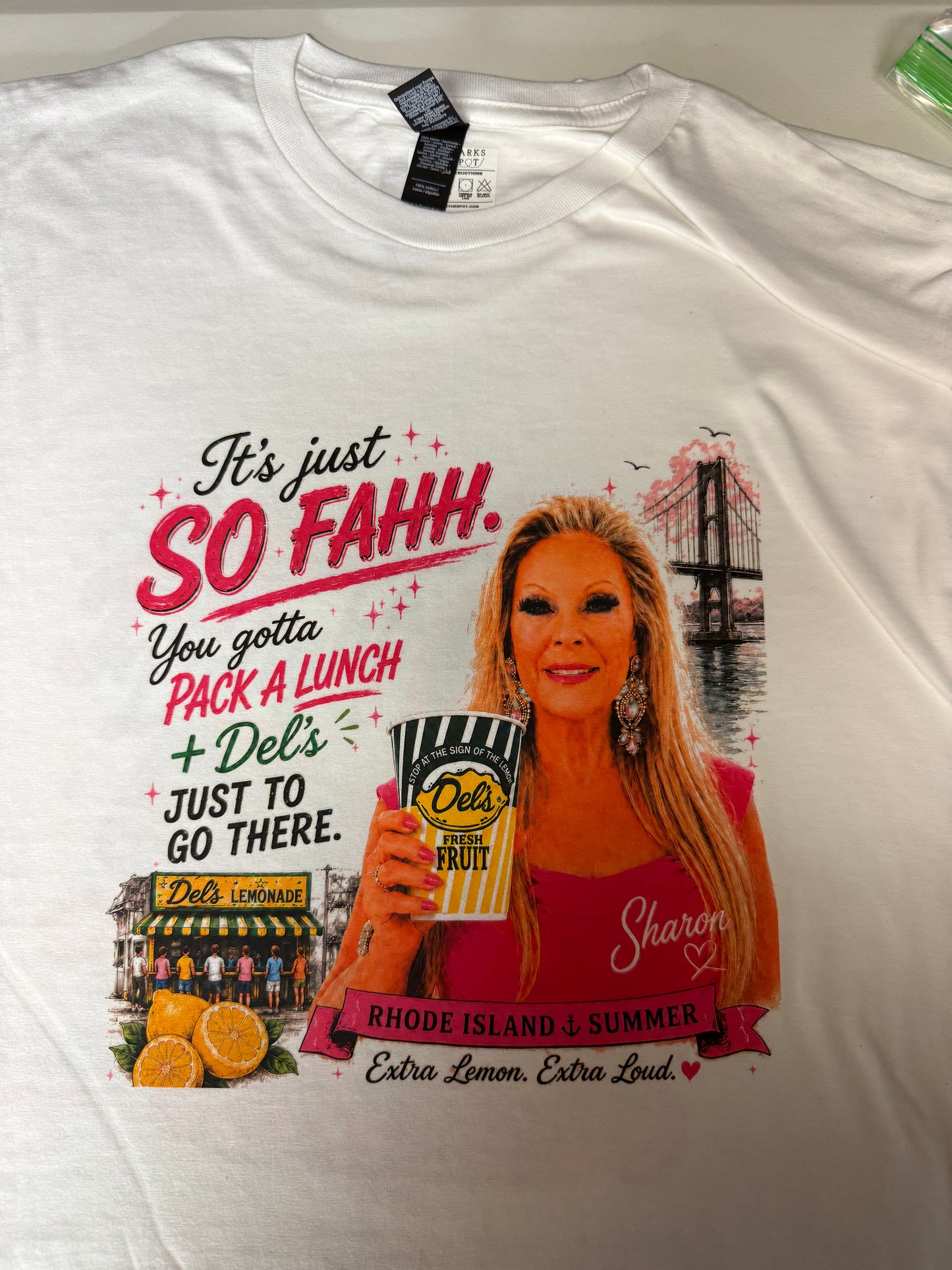Official SO FAHH. PACK A LUNCH + DEL'S. (Sharon Edition) Unisex Tee