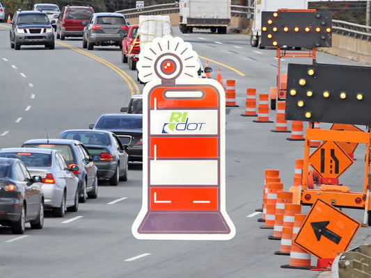 RIDOT Construction Cone Sticker – Rhode Island-Themed Sticker for Laptop, Water Bottle, or Notebook