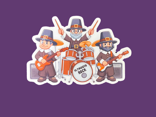 Plymouth Rock Thanksgiving Sticker - Fun Laptop & Water Bottle Decoration