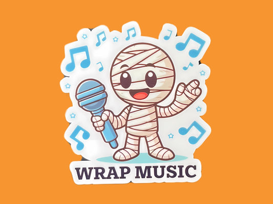 Wrap Music Mummy Sticker - Halloween Pun for Laptops, Water Bottles, & More