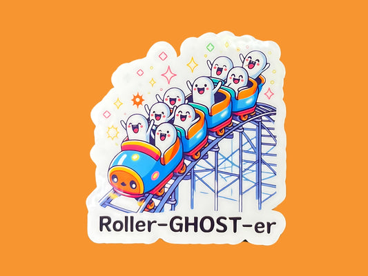 Roller-ghost-er Halloween Sticker - Spooky Fun for Laptops, Water Bottles, & More